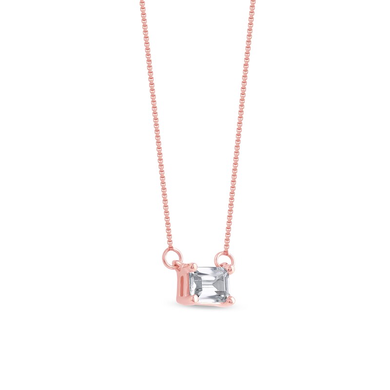 Main Image 2 of 1/3 CT. Emerald-Cut Certified Lab-Grown Diamond Solitaire Sideways Necklace in 14K Rose Gold (F/SI2)
