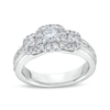 Thumbnail Image 0 of 1 CT. T.W. Diamond Past Present Future® Cushion Framed Engagement Ring in 14K White Gold