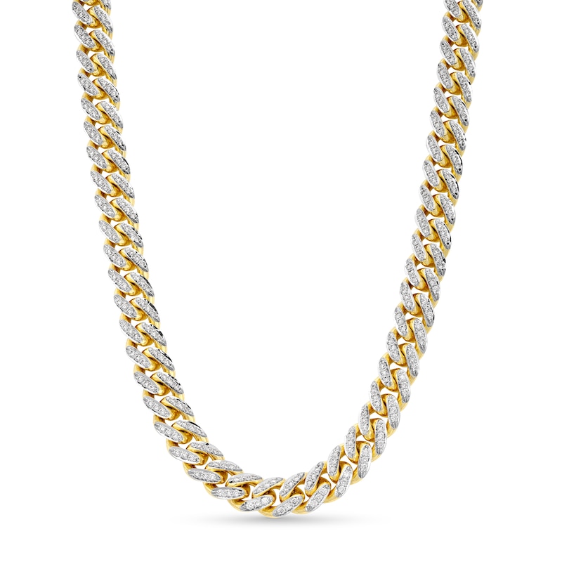 Main Image 1 of Zales x Alessi Domenico 6-3/8 CT. T.W. Diamond Miami Cuban Chain Necklace in 18K Gold - 22"