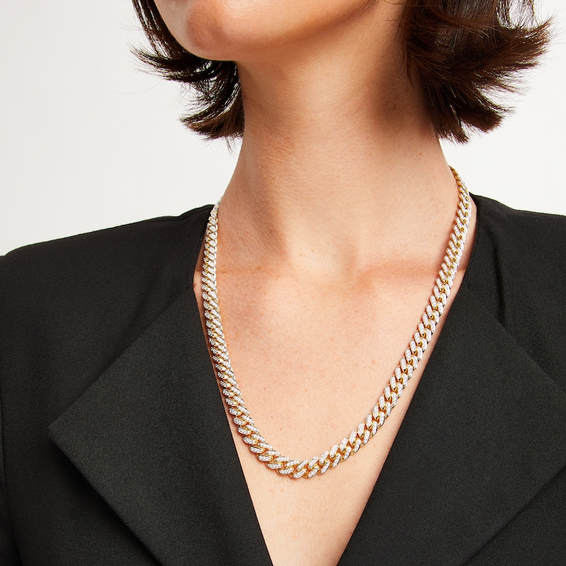 Main Image 2 of Zales x Alessi Domenico 6-3/8 CT. T.W. Diamond Miami Cuban Chain Necklace in 18K Gold - 22"