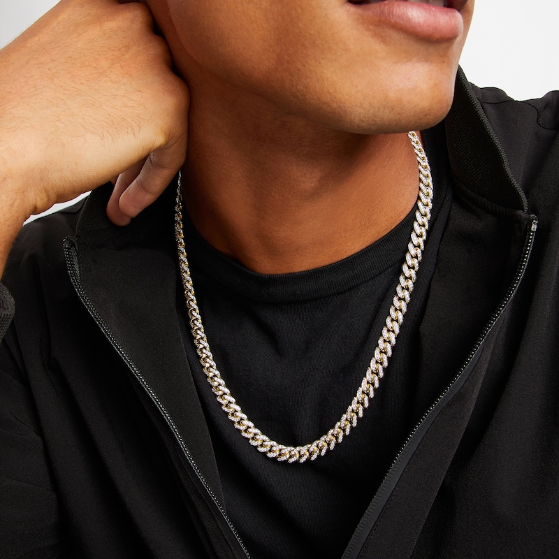 Main Image 4 of Zales x Alessi Domenico 6-3/8 CT. T.W. Diamond Miami Cuban Chain Necklace in 18K Gold - 22"