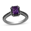 Thumbnail Image 0 of Enchanted Disney Villains Ursula Amethyst and 3/8 CT. T.W. Black Diamond Frame Engagement Ring in 14K White Gold