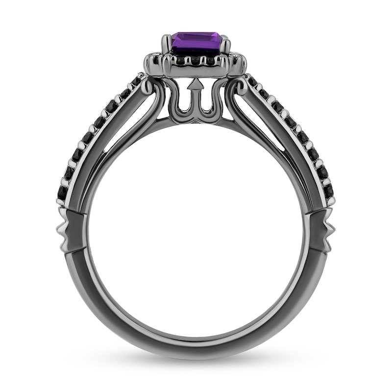 Enchanted Disney Villains Ursula Amethyst and 3/8 CT. T.W. Black Diamond Frame Engagement Ring in 14K White Gold