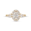 Thumbnail Image 4 of 1-3/4 CT. T.W. Oval Diamond Frame Leaf-Sides Engagement Ring in 14K Gold