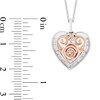Thumbnail Image 3 of Enchanted Disney Belle 1/5 CT. T.W. Diamond Rose Heart Frame Pendant in Sterling Silver and 10K Rose Gold - 19"