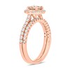 Thumbnail Image 2 of 6.0mm Morganite and 3/4 CT. T.W. Diamond Frame Bridal Set in 10K Rose Gold