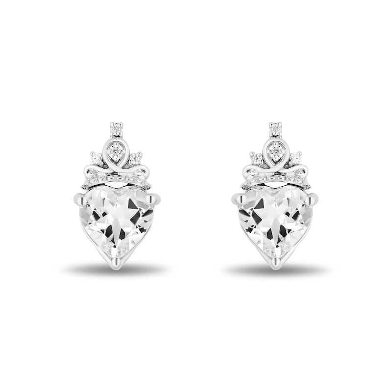 Main Image 5 of Enchanted Disney Majestic Princess White Topaz and Diamond Crown Pendant and Stud Earrings Set in Sterling Silver - 19”