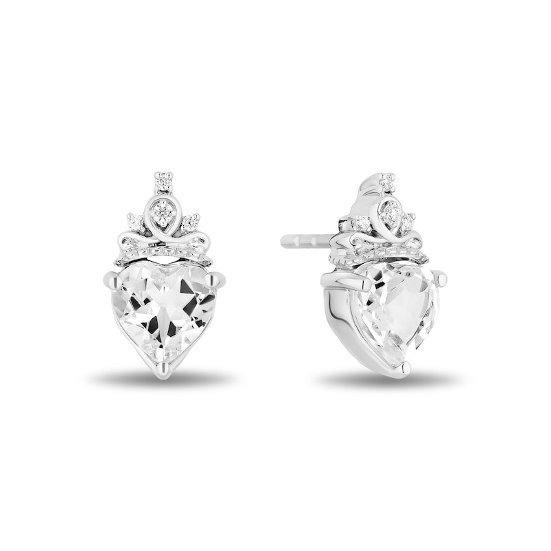 Main Image 6 of Enchanted Disney Majestic Princess White Topaz and Diamond Crown Pendant and Stud Earrings Set in Sterling Silver - 19”
