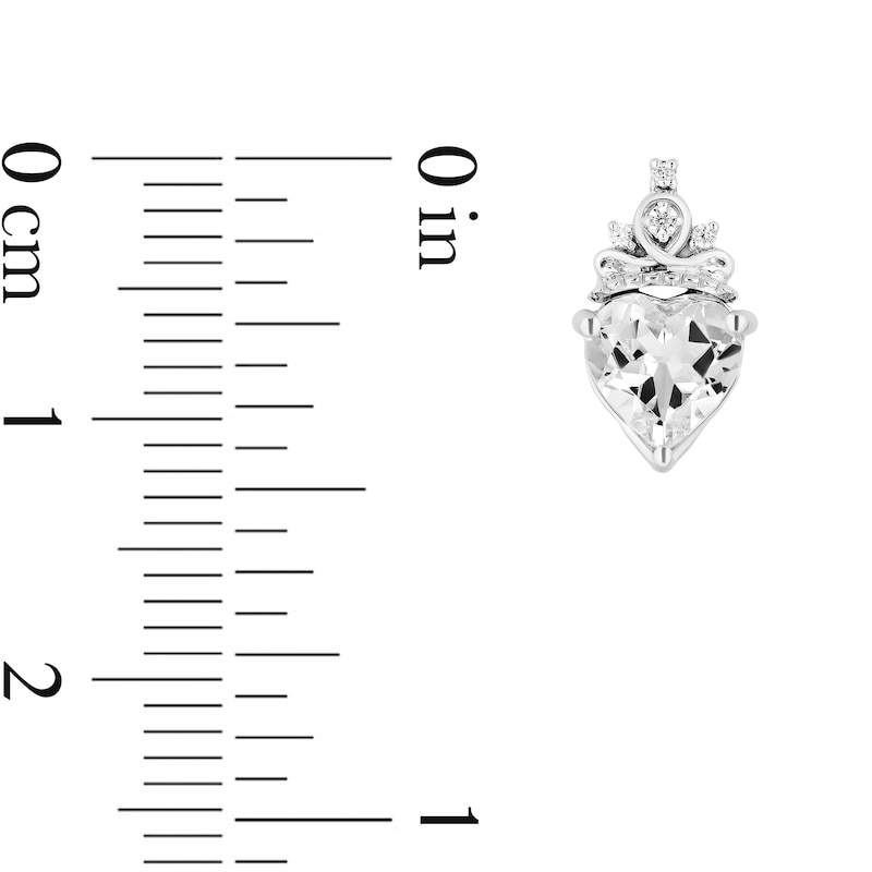 Main Image 7 of Enchanted Disney Majestic Princess White Topaz and Diamond Crown Pendant and Stud Earrings Set in Sterling Silver - 19”