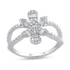 Thumbnail Image 1 of 1/2 CT. T.W. Multi-Diamond Flower Split Shank Ring in 10K White Gold
