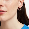 Thumbnail Image 2 of Lab-Created Ruby and White Lab-Created Sapphire Double Hexagon Earrings in 10K Gold