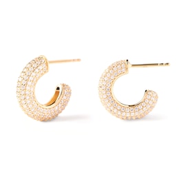 PDPAOLA™ at Zales Cubic Zirconia Multi-Row Open Hoop Earrings in Sterling Silver with 18K Gold Plate
