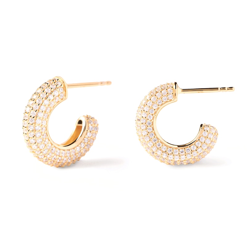 Main Image 1 of PDPAOLA™ at Zales Cubic Zirconia Multi-Row Open Hoop Earrings in Sterling Silver with 18K Gold Plate