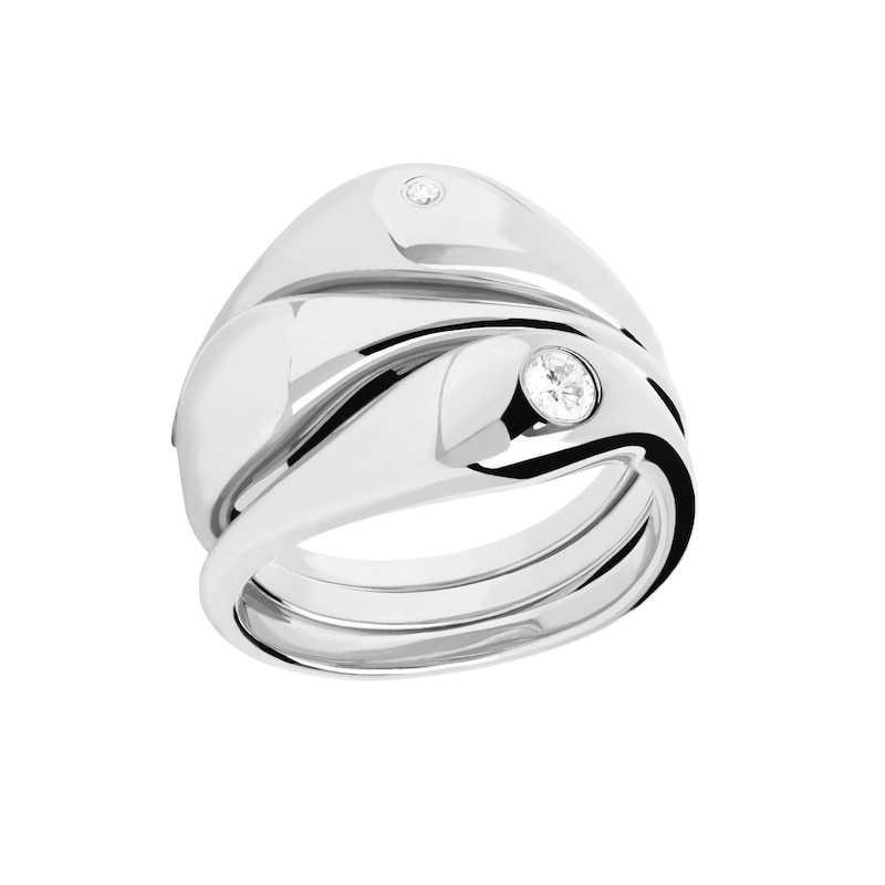 Main Image 1 of PDPAOLA™ at Zales Cubic Zirconia Wavy Teardrop Stackable Ring Set in Sterling Silver