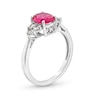 Thumbnail Image 2 of Oval Lab-Created Ruby and White Lab-Created Sapphire Pendant and Ring Set in Sterling Silver