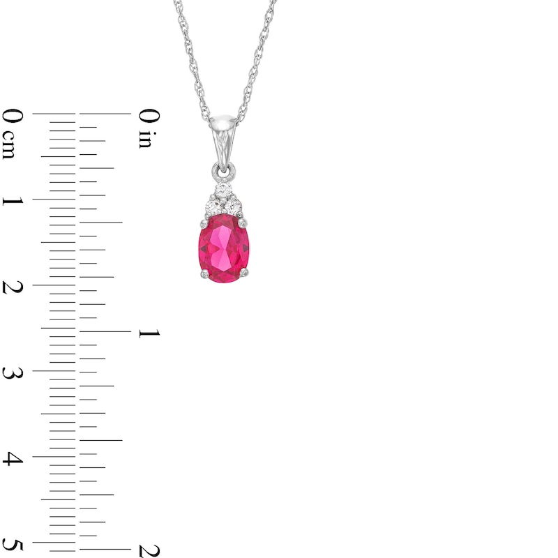 Main Image 4 of Oval Lab-Created Ruby and White Lab-Created Sapphire Pendant and Ring Set in Sterling Silver