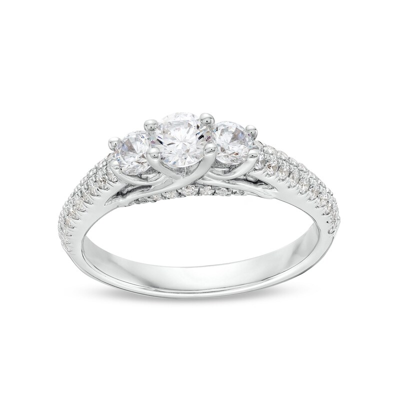 0.95. CT. T.W. Diamond Past Present Future® Engagement Ring in 14K White Gold