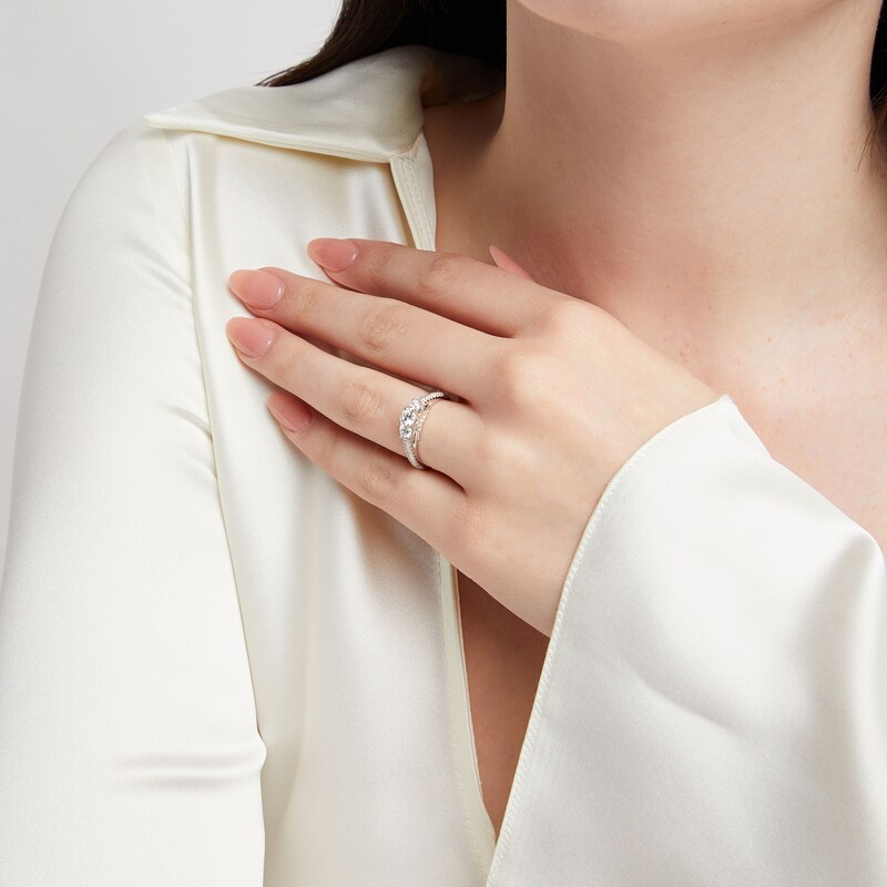 Main Image 2 of 0.95. CT. T.W. Diamond Past Present Future® Engagement Ring in 14K White Gold