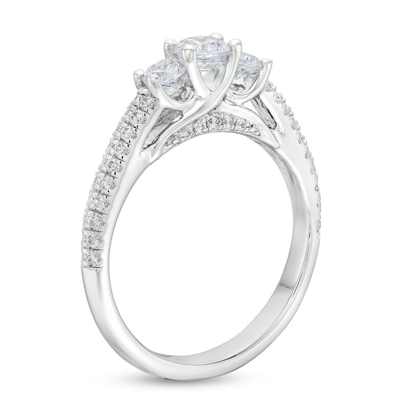 0.95. CT. T.W. Diamond Past Present Future® Engagement Ring in 14K White Gold