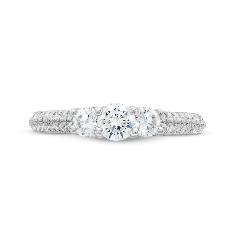 Main Image 4 of 0.95. CT. T.W. Diamond Past Present Future® Engagement Ring in 14K White Gold