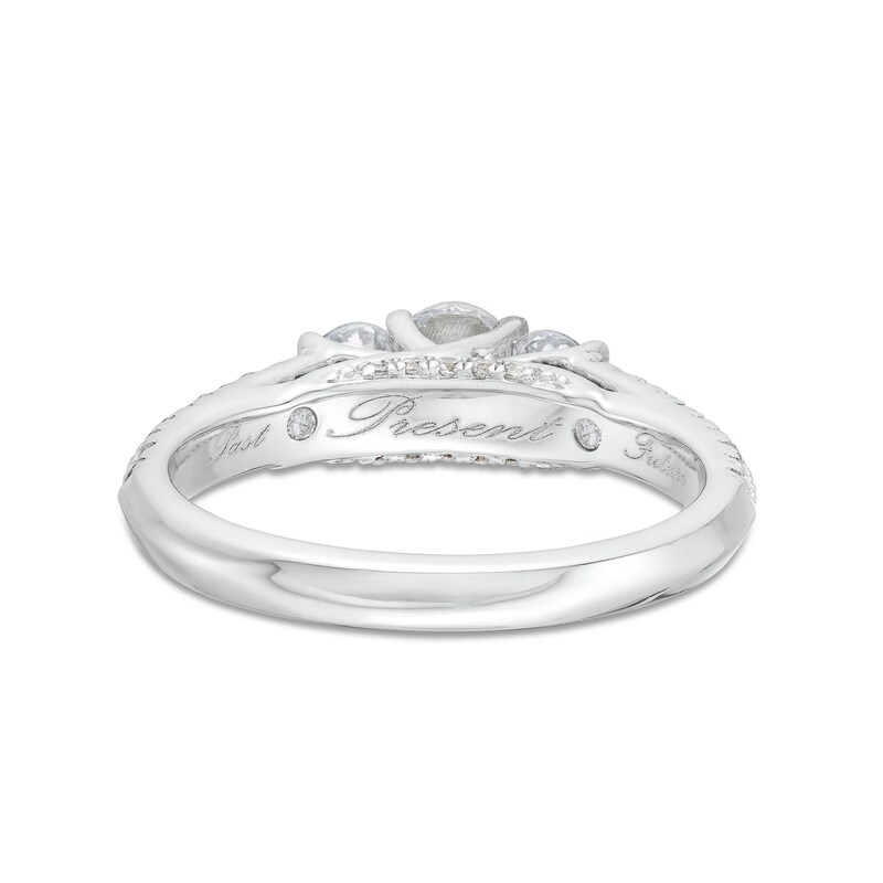 0.95. CT. T.W. Diamond Past Present Future® Engagement Ring in 14K White Gold