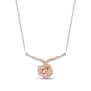 Thumbnail Image 1 of Enchanted Disney Belle 1/4 CT. T.W. Diamond Rose Chevron Necklace in Sterling Silver and 10K Rose Gold