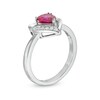 Thumbnail Image 3 of Heart-Shaped Lab-Created Ruby and White Lab-Created Sapphire Pendant, Ring and Earrings Set in Sterling Silver