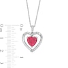 Thumbnail Image 6 of Heart-Shaped Lab-Created Ruby and White Lab-Created Sapphire Pendant, Ring and Earrings Set in Sterling Silver