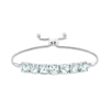 Thumbnail Image 1 of 7.0mm Cushion-Shaped Aquamarine Seven Stone Bolo Bracelet in Sterling Silver - 8"