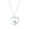 Thumbnail Image 1 of Offset Oval Aquamarine and Diamond Accent Heart Pendant in 14K White Gold