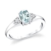 Thumbnail Image 0 of Oval Aquamarine and 1/20 CT. T.W. Diamond Tri-Sides Ring in 14K White Gold