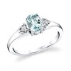 Thumbnail Image 1 of Oval Aquamarine and 1/20 CT. T.W. Diamond Tri-Sides Ring in 14K White Gold