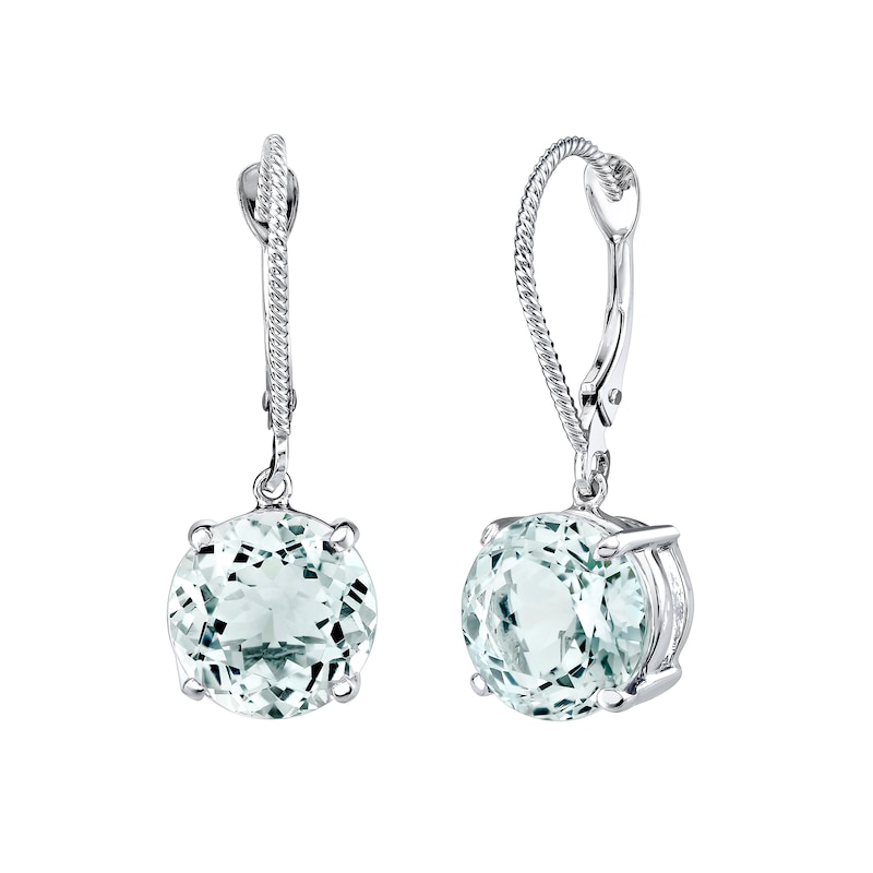 Main Image 1 of 9.0mm Aquamarine Solitaire Drop Earrings in 14K White Gold
