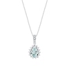 Thumbnail Image 1 of Pear-Shaped Aquamarine and 1/4 CT. T.W. Diamond Sunburst Frame Pendant in 14K White Gold