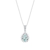 Thumbnail Image 0 of Pear-Shaped Aquamarine and 1/4 CT. T.W. Diamond Sunburst Frame Pendant in 14K White Gold