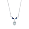 Thumbnail Image 1 of Oval Aquamarine, Iolite and 1/6 CT. T.W. Diamond Sunburst Frame "Y" Necklace in 14K White Gold - 16"