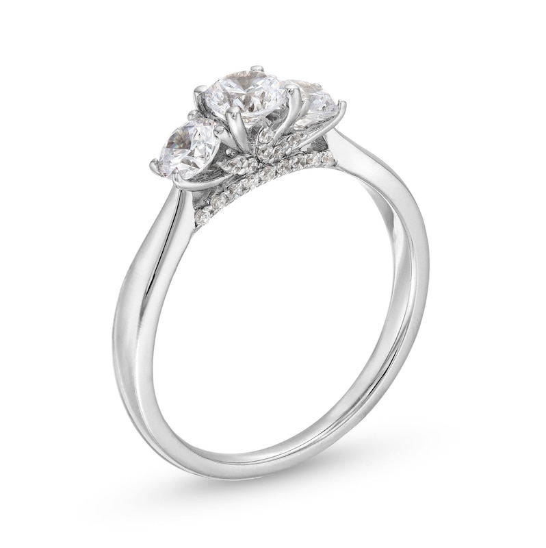 Main Image 3 of 1 CT. T.W. Diamond Past Present Future® Engagement Ring in 14K White Gold