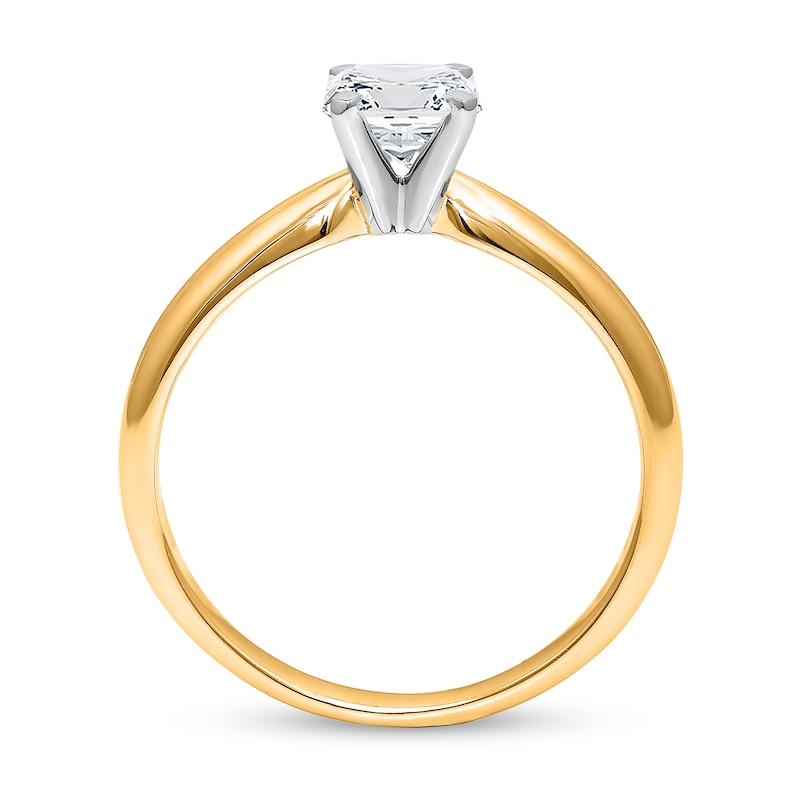 Main Image 2 of 1/4 CT. Princess-Cut Diamond Solitaire Engagement Ring in 14K Gold (J/I2) - Size 7