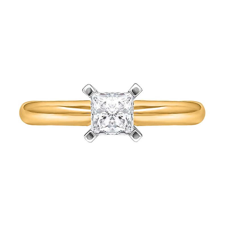 Main Image 3 of 1/4 CT. Princess-Cut Diamond Solitaire Engagement Ring in 14K Gold (J/I2) - Size 7