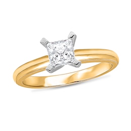 1/3 CT. Princess-Cut Diamond Solitaire Engagement Ring in 14K Gold (J/I2) - Size 7