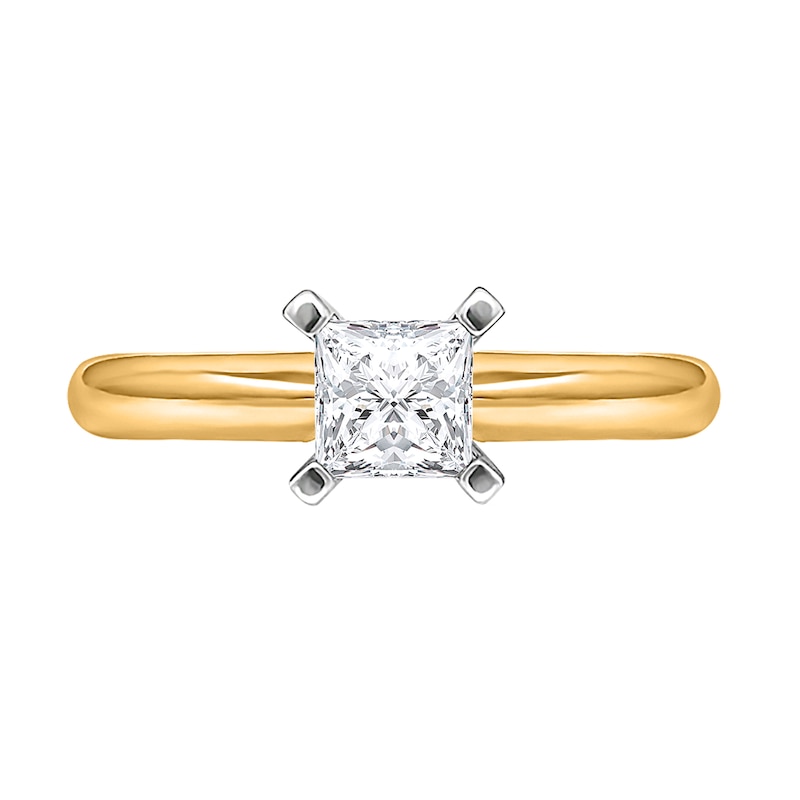 Main Image 3 of 1/3 CT. Princess-Cut Diamond Solitaire Engagement Ring in 14K Gold (J/I2) - Size 7