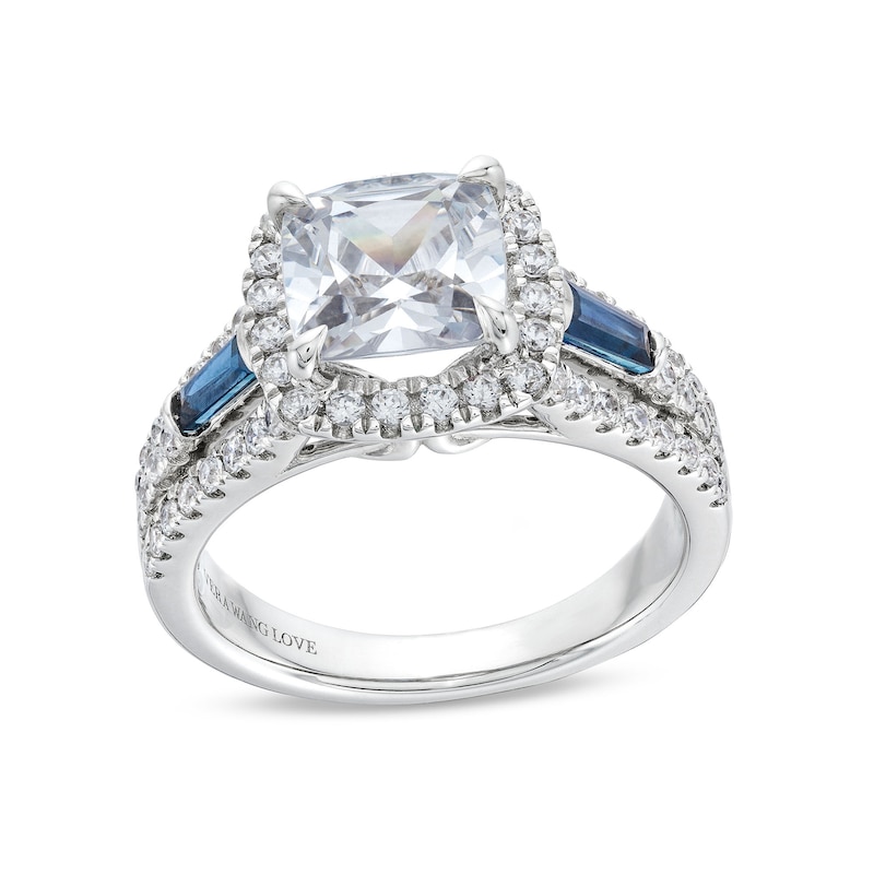 TRUE Lab-Created Diamonds by Vera Wang Love 2 CT. T.W. Cushion Framed Engagement Ring in 14K White Gold (F/VS2)