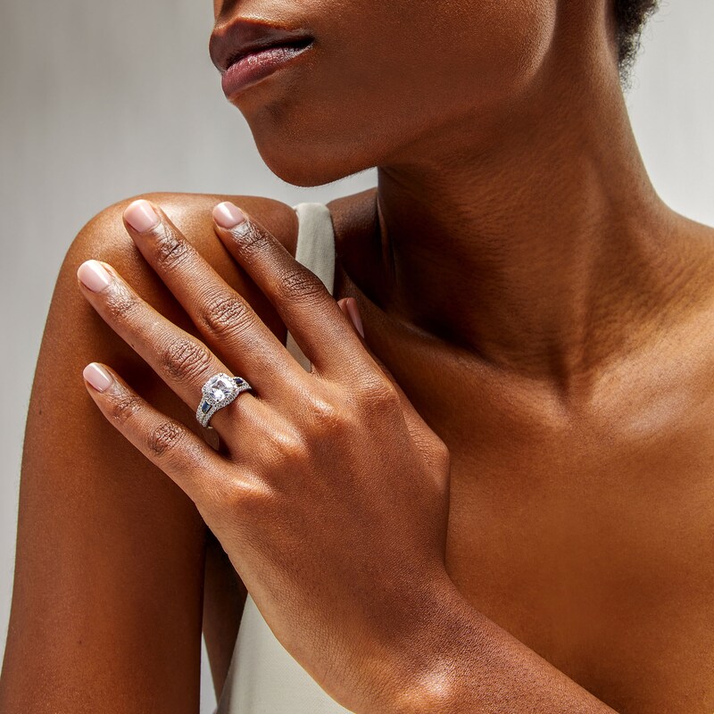 Main Image 2 of TRUE Lab-Grown Diamonds by Vera Wang Love 2 CT. T.W. Cushion Framed Engagement Ring in 14K White Gold (F/VS2)