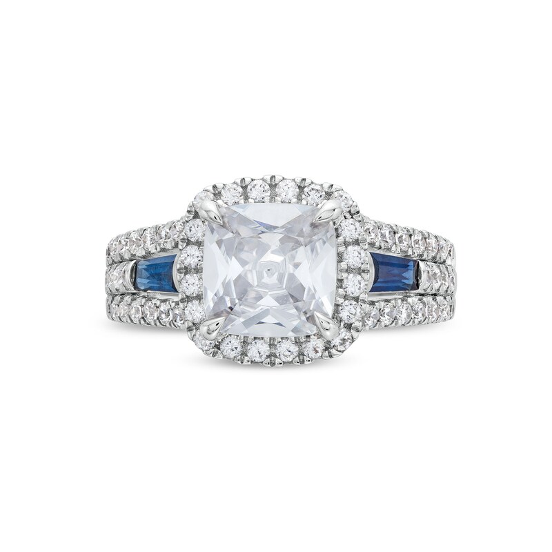 Main Image 4 of TRUE Lab-Grown Diamonds by Vera Wang Love 2 CT. T.W. Cushion Framed Engagement Ring in 14K White Gold (F/VS2)