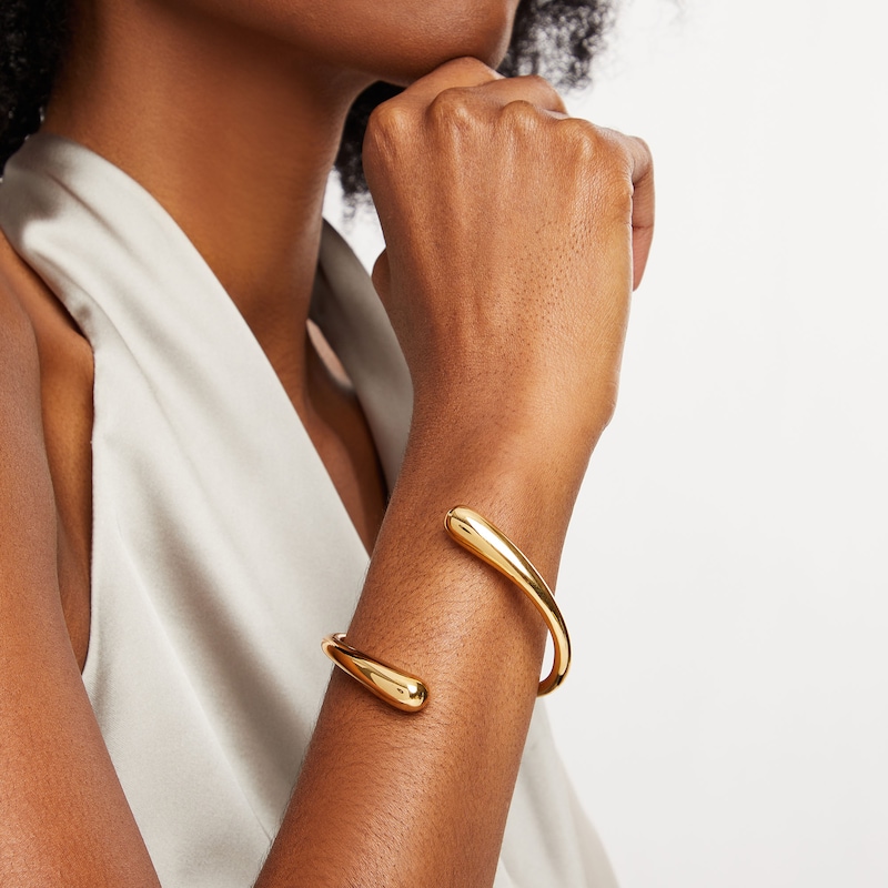 Main Image 2 of Zales x SOKO Twisted Dash Cuff Bracelet in Brass with 24K Gold Plate