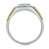 Thumbnail Image 3 of 1/2 CT. T.W. Cushion-Shaped Multi-Diamond Frame Chain Edge Ring in Sterling Silver and 10K Gold