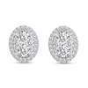 Thumbnail Image 3 of 1 CT. T.W. Oval-Shaped Multi-Diamond Framed Stud Earrings in 14K White Gold