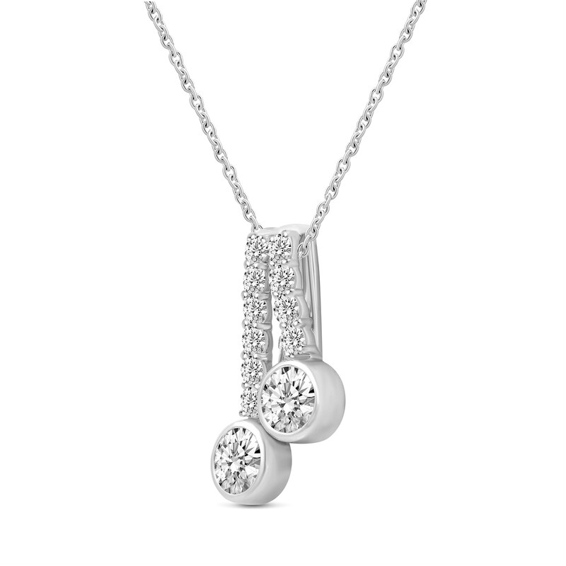 Main Image 2 of 1 CT. T.W. Diamond Double Drop Pendant in 14K White Gold - 19"