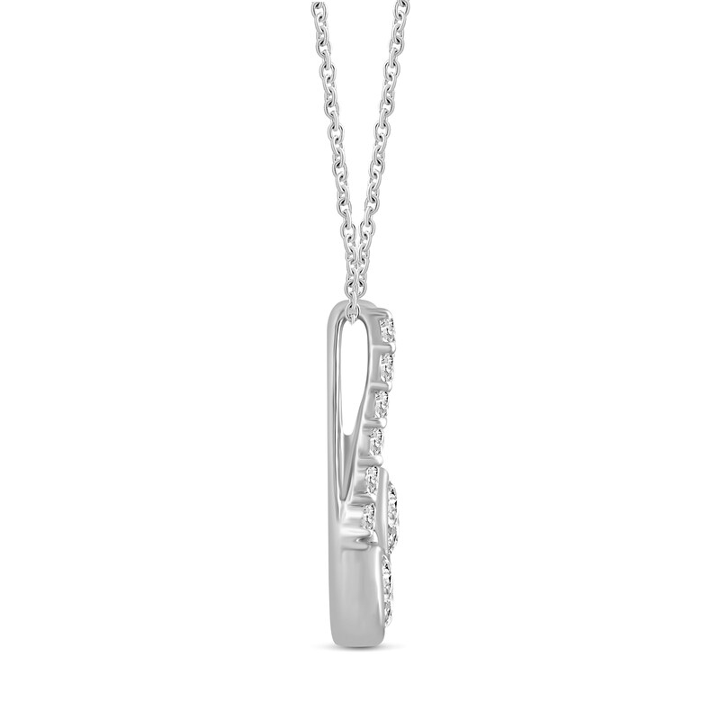 Main Image 3 of 1 CT. T.W. Diamond Double Drop Pendant in 14K White Gold - 19"