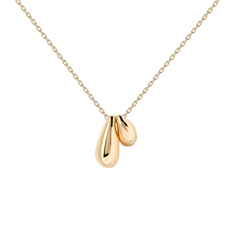 Main Image 1 of PDPAOLA™ at Zales Double Teardrop Necklace in Sterling Silver with 18K Gold Plate - 19.5"
